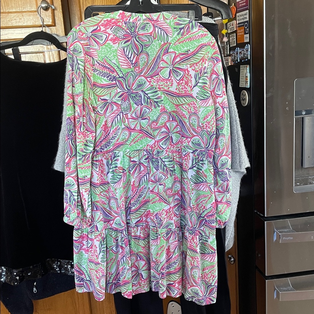 Stellar Parker Women’s Medium Long Sleeve Pink Green Purple Floral - Picture 7 of 9